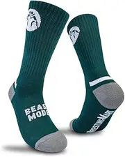 [WrestlingMart] Wrestling Socks – Non-Slip Mat Grip, Breathable & Moisture-Wicking – Seamless, Durable & Built for Peak Performance - BEAST MODE| Size 10-14, Green-white, 10-14