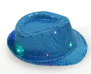 Adults Aqua LED Light Up Flashing Sequin Costume Hat