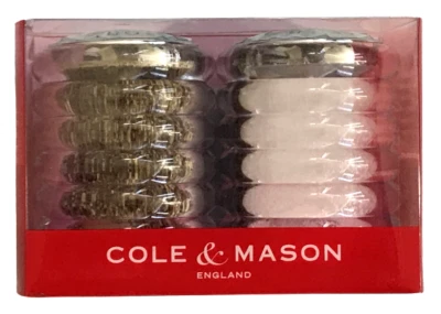 Salt & Pepper Shakers Duo COLE & MASON ENGLAND Clear + Chrome NIB