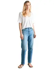 [Faherty] Linen V Neck Tee in White