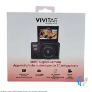 Vivitar 4K Ultra HD 20 MP Digital Camera 2.8" Flip LCD 16GB MicroSD (VECXX99)™