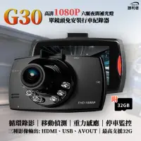 在飛比找momo購物網優惠-【勝利者】G30單鏡頭循環錄影1080P行車紀錄器(附32G