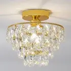 Modern Gold Crystal Chandeliers, Mini Flush Mount Ceiling Light Fixture, Clos...