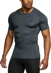 [TSLA] Men's Cool Dry Short Sleeve Compression Shirts, Athletic Workout Shirt, Active Sports Base Layer T-Shirts