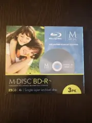 NEW 3 M-Disc BD-R Permanent Recordable Blu-ray Disc Storage 25 GB 4X Memories