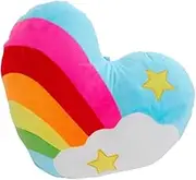 Rainbow Heart Pillow 1pc Plush Heart Shape Throw Pillow Bolster Sofa Cushion Cartoon Rainbow Pillow Bedroom Living Room Sofa Car Pillow Home Decor (Blue) Plush Heart Pillow