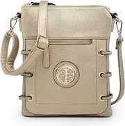 [Dasein] Women Double Zipper Compartment Crossbody Bag Lightweight Shoulder Purse with Multi Pockets