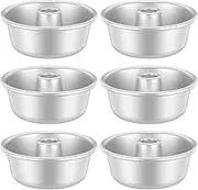 6Pcs Pound Cake Pan, Nonstick 4" Tube Cake Pan, Stackable Pound Cake Mould, Anodized Surface Angel Food Cake Pan, Reusable Chiffon Cake Pan Uniform Heat Tube Pans for Cake, Cupcakes and Jello