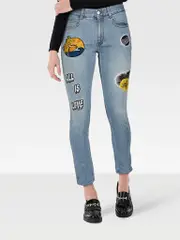 Blue Denim Patchwork Jeans