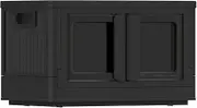 FLEXIMOUNTS Stackable Storage Bins With Lids, 38L Closet Organizers and Storage with Doors, 1 pack Plastic Collapsible Storage Bins, Black Storage Containers For Home Essentials