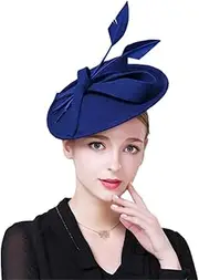 [HEYDHSDC] Wool Black Fedora Hat for Women Wedding Party Hat Red Blue Pillbox Hat Lady Formal Church Derby Dress Fedora
