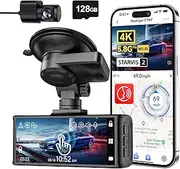 REDTIGER 4K Dash Cam Front and Rear, STARVIS 2 Sensor,Touch Screen 3.18 Inch, Voice Control, Inclueded 128GB Card, Car Dash Camera Built-in 5.8GHz WiFi GPS, Night Vision, Parking Monitor (F7N Touch)