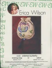 Vintage Erica Wilson Oriental Butterfly Bag Spanish Suede Embroidery Crewel KIT