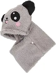 [SWOOMEY] Soft Cozy Kids Winter Hat with Hooded Scarf Animal Ear Shape Windproof Neck Warmer for 1-5 Years Old Grey