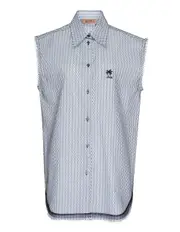 [N21] Cap Sleeves Stripes Shirt