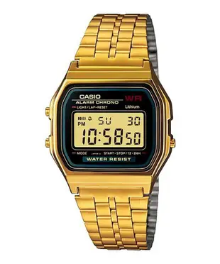 CASIO卡西歐金色復刻版復古潮流金錶方型數位電子錶中性男女可戴(A159WGEA-1D)(A168WG-9W)