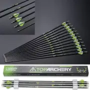 30" Pure Carbon Arrows Archery 0.003" Hunting Arrows Compound Recurve Bow Target