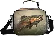 Trout Closeup Water Insulated Lunch Box for Women Men - Ideal for Work, Picnics - Includes Adjustable Shoulder Strap