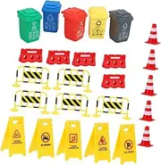 JUMPLAWN 1Set Miniature Traffic Barricades Signs Traffic Models for Skating Training Educational Roadway Play for Safety Awareness
