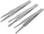 Lwuey Terminal Cleaning Tool, 3PCS Metal Terminals Cleaner Set Auto Repairing Hardware Tools Electrical Grip Contact Cleaners Removal Wiring Tweezer for Small Electric Spade Pin Connector Silver