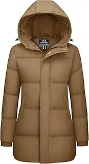 [MAGCOMSEN] Women's Winter Down Puffer Coats with Hood Long Water-Resistant Padded Warm Jackets Fashion Outerwear