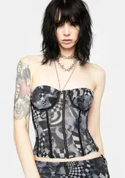 [Edikted] Grey Aly Mesh Corset Top