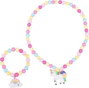 [FOMIYES] Diy Unicorn Necklace Bracelet Set Girls Jewelry Plastic Beaded Friendship Beads Kit 2 Pieces