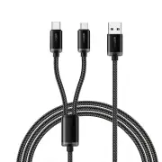 ESSAGER ES-X60 2A USB-A to Type-C+Micro USB Cable Fast Charging Data Transmission Tinned Copper Core Line 1.2M Long for