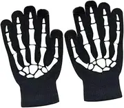 [Abaodam] 1Pair Skeleton Pattern Gloves Glow Dark Winter Gloves for Outdoor Sports Cycling Climbing and Halloween Costumes Breathable Shock Absorbing Skid Design Unisex
