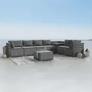 8 Piece Modular Outdoor Furniture Lounge Grey