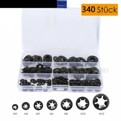 340 pieces inner tooth Starlock lock washers clamping washers M3-M12 assortment