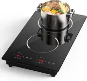 Double Induction Cooktop, 110V Electric Cooktop 2300W Electric Stove Top with 2