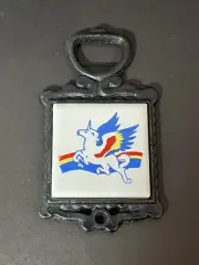 Vintage Retro ACME Cast Iron Ceramic Tile Mini Trivet Rainbow Unicron Coaster