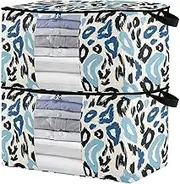 sanluoli 60L 2 Pack Bed Sheet Storage Containers with Reinforced Handles, clear window Closet Containers For Organizing