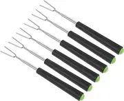 SUPVOX 6pcs Stainless Steel Roasting Forks Portable Barbecue Skewers with Long Handle for Outdoor Grill and Camping Durable Easy to Clean Cooking Utensils