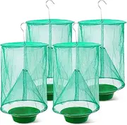 4 Pack Ranch Fly Trap | Most Effective Trap Ever Made with Fishing Apparatus | Food Bait Flay Catcher for Outdoor, Family Farms, Parks
