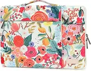 SANFAN 360° Protective 3 Pockets Laptop Sleeve Case Bag with Handle for MacBook Air 15 inch,MacBook Pro 16 inch and 15.6 inch Screen Laptop (Watercolor Flowers)