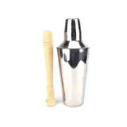 3 Piece Cocktail Shaker And Muddler Set