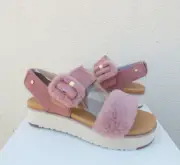 UGG PINK DAWN LE FLUFF PATENT LEATHER PLATFORM SANDALS, US 12/ EUR 43 ~NIB