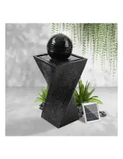 Gardeon Solar Water Fountain Twist with Lights 85cm Black
