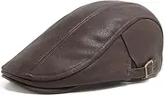 [Generic] Men's Beret Hat Fashion PU Leather Men's Beret Retro Forward Hat Autumn and Winter Thick Casual Duck Tongue Cap