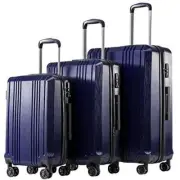 Coolife Luggage Expandable Suitcase PC+ABS 3 Piece Set with TSA Lock Spinner 20i