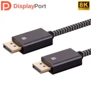 DisplayPort DP 1.4 8K 4K 32.4Gbps Easy Plug & Play Cable Nylon Braided Gray