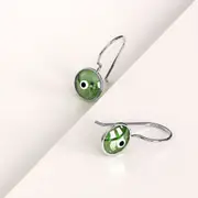 Solid 925 Sterling Silver Saucers Earrings Green