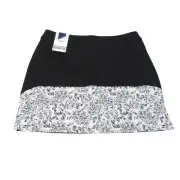 Izod Black White Golf Skort Size 12 Floral Pockets Knee UPF 15 Activewear NEW