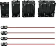 SDTC Tech 2/4/6/8 x 1.5V AA Battery Holder with Snap Connector Kit Include 3/6/9/12 Volt Battery Case Box and I Type Hard Shell Clip Buckle Lead Wire