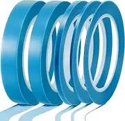 5 Rolls of Vinyl Tape Masking Tape Automotive Car Auto Paint for Curves, High Temperature Vinyl Low Tack(1/16 Inch, 1/8 Inch, 1/4 Inch, 1/2 Inch, 3/4 Inch, Blue)