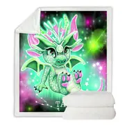 Green Sparkling Taurus Lil Dragon Throw Blanket