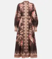 [Zimmermann] Zimmermann Illuminate floral linen midi dress AU 8 multicoloured