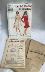 Simplicity Sewing Pattern 8691 Flare Bottom Dress Sz 8-18 Uncut FF
